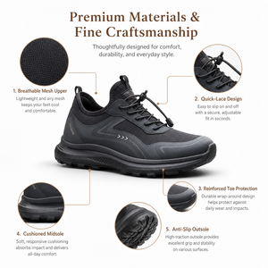 <span class=keywords><strong>Scarpe</strong></span> Casual da <span class=keywords><strong>Uomo</strong></span> Nere in Mesh con Lacci Veloci, Dettaglio Chevron Dorato, Suola Intersuola Chunky Scanalata e Suola a Zoccolo - Product Image 4
