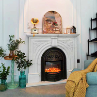 Encadrement de cheminée en marbre, manteau de cheminée, manteau de cheminée de luxe en marbre naturel sculpté à la main pour la décoration intérieure de villas et de maisons