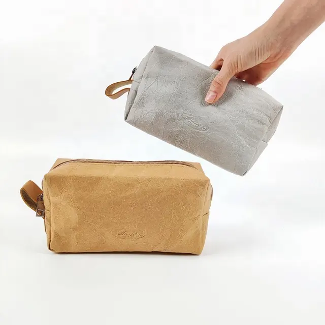 Sacs à cosmétiques personnalisés en gros personnalisés pochette en Tyvek OEM avec logo personnalisé sac en papier à fermeture éclair pour cosmétique