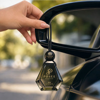Bouteille de parfum suspendue pour voiture en verre carré de 8 ml avec logo personnalisé, sérigraphiée, vide, rechargeable, diffuseur d'huiles essentielles avec bouchon en bois