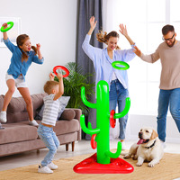 Jeu de lancer d'anneaux gonflables en PVC OEM en forme de cactus avec cible, jouets de piscine aquatiques pour enfants et adultes