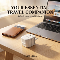 Adaptateur de voyage universel AC/DC 240V à charge rapide PD, double ports USB-C, design de prise pliable, utilisation mondiale pour ordinateurs portables, téléphones/tablettes