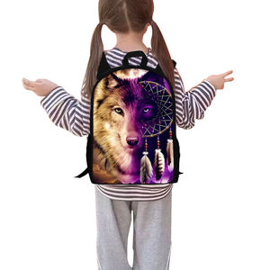 مجموعة حقيبة أزياء <span class=keywords><strong>Dreamnet</strong></span> وWolf من ثلاثة حقائب بسحاب بنمط الكرتون مع بطانة بوليستر مضادة للماء - Product Image 4