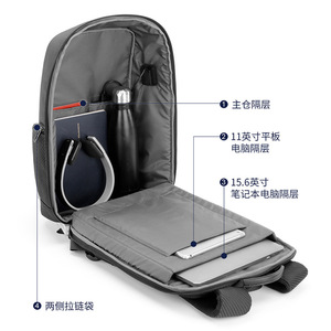 Kingsons Men's Business <b>Backpack</b> <b>Black</b> 15.6 Inch Laptop Compartment Multi Functional Outdoor Travel Shoulder Bag - Product Image 4