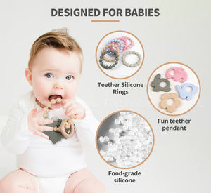 <span class=keywords><strong>Anneau</strong></span> de <span class=keywords><strong>Dentition</strong></span> en Bois en Silicone pour Bébé de 0 à 6 Mois - Product Image 3