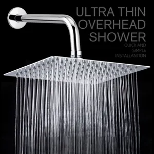 4inch 6inch Pressure Rainfall Shower Head 15cm Ultra-Thin Square SUS201 304 Inox Stainless Steel Top Shower Head
