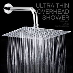 Pommeau de douche à effet pluie 4 pouces 6 pouces 15cm Ultra-Thin Square SUS201 304 inox Pomme de douche supérieure en acier inoxydable