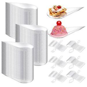 Plateau carré en plastique pour apéritifs et desserts, idéal pour servir des collations, mini cheesecakes, sauces, dégustation en libre-service - Product Image 5