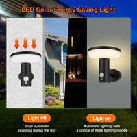 Lampes solaires murales de jardin à LED avec détecteur de mouvement, en acier inoxydable noir, étanches, pour l'extérieur