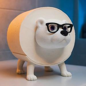 Porte-papier toilette créatif personnalisé imprimé en 3D avec un design d'ours polaire, décoration de salle de bain de style dessin animé, modèle fonctionnel et charmant, fabriqué en 204. - Product Image 5