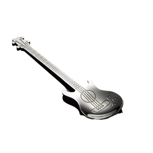 Cuillère à café créative en forme de guitare avec petit miroir en acier inoxydable 304 pour fête, café, gâteau, dessert, barres musicales - Product Image 6
