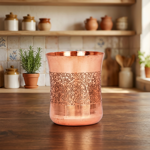 Gobelet à paroi simple en verre avec motif floral en métal plaqué or, cadeau de mariage pour adultes - Product Image 4