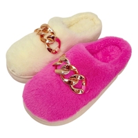 Chaussures en fourrure moelleuses pour femmes, style sabot, antidérapantes, respirantes, confortables, avec semelle intérieure en peluche douce, style plateforme, pour la maison, hiver et automne