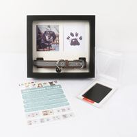 Cadre photo carré en bois pour empreinte de patte d'animal de compagnie, présentoir de souvenirs