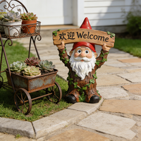 Figurine de gnome nain artificiel personnalisé en résine, sculpture de dessin animé, panneau de bienvenue, décoration paysagère pour extérieur, parc, centre commercial, jardin, artisanat