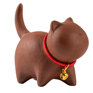 Service à thé chat en porcelaine marron et noir mignon petit accessoire de décoration de maison écologique pour les amateurs de thé - Product Image 1