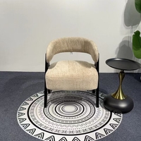 Fauteuil en tissu de style français, fauteuil individuel rembourré avec pieds en bois massif pour salon, café et zone de réception