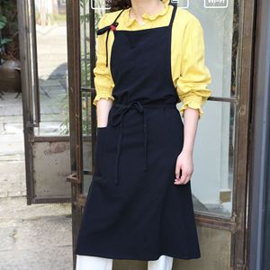 Tablier en coton et lin de style <span class=keywords><strong>Wafu</strong></span> pour femme, tablier mignon pour les tâches ménagères pour dames - Product Image 4