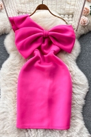 Nouvelle Robe Mini Moulante Asymétrique à Nœud 3D pour Femme – Idéale Soirées et Fêtes Estivales