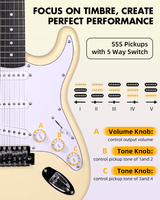 Peralatan gitar elektrik ST kualitas tinggi 6 senar instrumen dengan Amplifier 40 Watt untuk pemula grosir