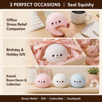 Southpeak Toy Seal Squishy Dumpling en mousse PU à remontée lente, jouet anti-stress à presser, Squishy Factory OEM B2B Wholesale