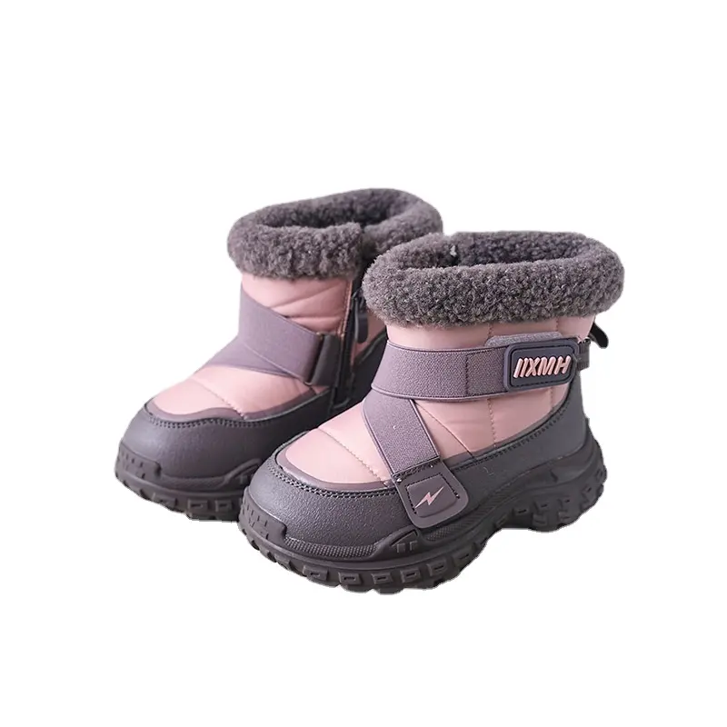 Kids Snow Boots Plush Warm Baby Winter Pink Black Boots Girls Shoes Warm Fur Waterproof Antiskid Boys Ankle Boots