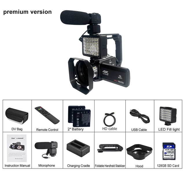 4K/60FPS Video Record 48MP Photos 3.0 Inch HD Touch Screen Support HD External MIC 18X Vlog Camera