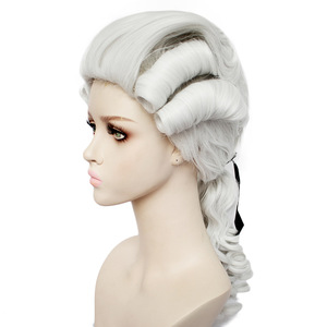 Mujeres sintético abogado juez barroco rizado disfraz <span class=keywords><strong>pelucas</strong></span> Deluxe histórico largo Rubio Cosplay peluca para Halloween Cosplay - Product Image 6