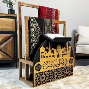 Support de tapis de prière doré élégant, organisateur moderne pour la décoration islamique de la maison, cadeau islamique pour la maison, étagère pour Coran et tapis - Product Image 5