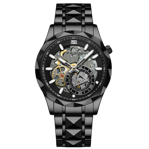 Montre à quartz squelette pour homme, en acier inoxydable, cadran ajouré, étanche, mode et affaires - Product Image 4