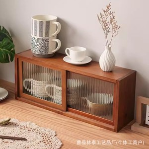 Solid Wood Storage Cabinet <b>Rectangle</b> Standing Type Desktop Organizer Tea Room Study Room Multi Functional Cabinet - Product Image 4