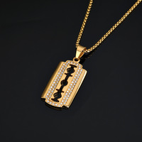Pendentif en acier inoxydable 316L avec zircone cubique, finition or et argent, compatible avec les chaînes standard, hypoallergénique, OEM