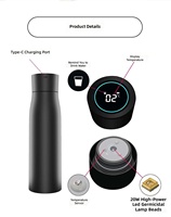 Botol Air Stainless Steel Pintar Anti Karat dengan Pembersihan UV Otomatis, Ramah Lingkungan, Desain Mewah Modern, Hadiah Bisnis, Termal 24 Jam