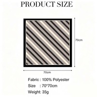 Écharpe carrée minimaliste à rayures diagonales 70x70cm en polyester satiné pour femme, printemps, été, automne, bureau, quotidien