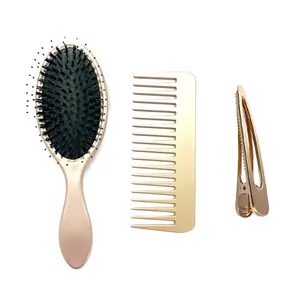 2020 Boar Bristle Double Tooth Brush Clips Set Wide Tooth Detangle Hair Combs Hair Clip Set Detangling Hair Dryer Combs Set