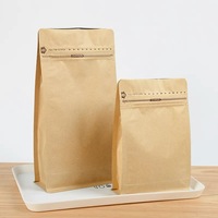 Sacs à café en papier kraft de qualité supérieure avec fermeture éclair Pochette debout compostable à fond plat avec imprimé personnalisé