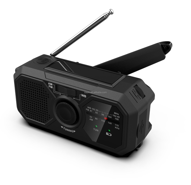 DR366 Outdoor Emergency IPX4 AM/FM WEATHER Dynamo Hand Crank Radio With SOS Torch Emergency Power Bank Solar Panel