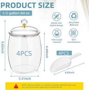 Candy and <b>Cookie</b> <b>Jars</b> with Lids Clear Plastic <b>Cookie</b> Container Candy <b>Jars</b> Large Airtight Apothecary Storage Organization - Product Image 2