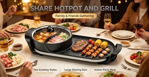 Gril Électrique <span class=keywords><strong>2</strong></span>-en-1 Haute Performance et Plaque Chaude Combo <span class=keywords><strong>Raclette</strong></span>, Conception Détachable, Contrôle Double Zone, Aluminium Domestique - Product Image 6