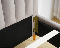 Sommier de lit moderne en tissu velours assemblé avec cadre en fer et tête de lit intégrée, base de matelas rembourrée
