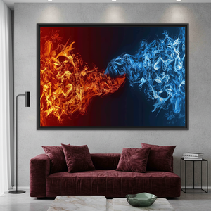 Elegant Fire and Ice Abstract Glass Wall Art Printed Canvas,<b>BLACK</b> <b>FRAMED</b> CANVAS - Product Image 3