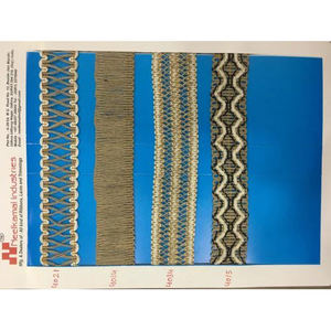 Tela de Encaje de Cordón Hecha a Mano de Alta Calidad, Ecológica, de Yute, Tejida a Crochet, Multicolor, con Decoración Geométrica en Zigzag y Pedrería para el Hogar - Product Image 2