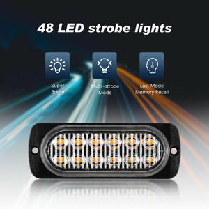 Nouvelle lampe stroboscopique 4-en-1 fine à 12 LED avec télécommande pour calandre de voiture, lumière d'avertissement d'urgence clignotante ambre, rouge, bleue - Product Image 4