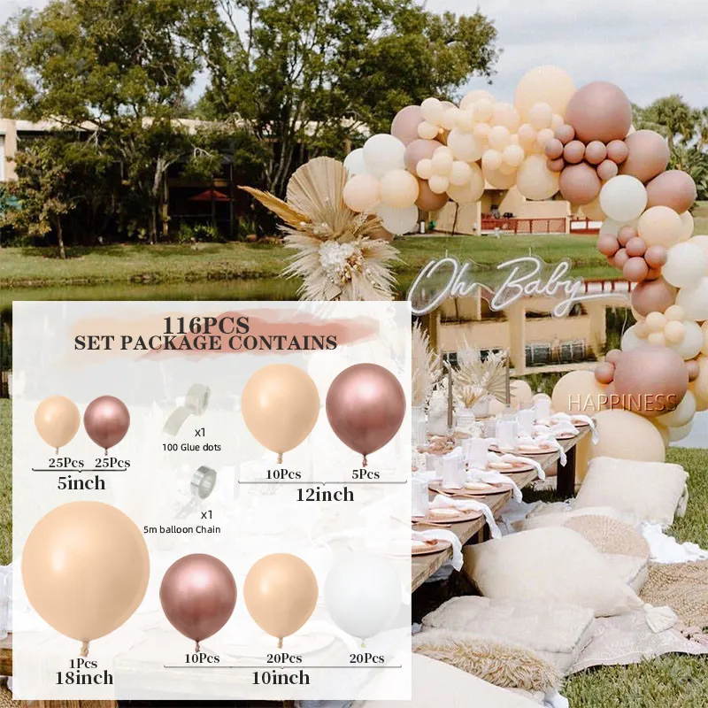 Hot Sale Arch Balloon Arch Garland Kit Metal White Skin Birthday Supplies For Wedding