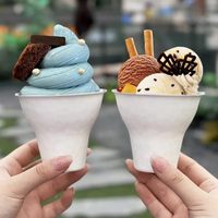 Gobelets à glace en papier jetables blancs, bols à dessert en forme de cône pour sundae, yaourt glacé