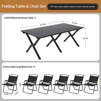 Table et chaises pliantes d'extérieur, ensemble complet de meubles d'extérieur en aluminium et plastique, rectangulaires, pour pique-nique, camping, cuisine