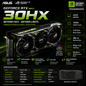 การ์ดจอ CMP 30HX 24GB GDDR6 PCI-E 3.0 384 บิต Non-LHR ประสิทธิภาพการประมวลผลสูง เสียงรบกวนต่ำ สำหรับเวิร์กสเตชัน ระบายความร้อนด้วยพัดลมประสิทธิภาพสูง รุ่น C - Product Image 1