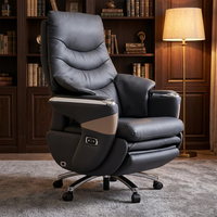 Chaise de bureau exécutive en cuir PU au design moderne, chaise de jeu avec massage, soutien complet du corps, hauteur réglable, cadre en aluminium