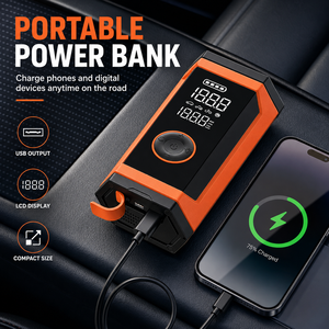 <b>Car</b> Jump Starter with Tire Inflator Portable Air Compressor 150PSI Tire Pressure Gauge Power Bank LED Light Emergency Tool - Product Image 4