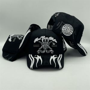 Casquette de baseball brodée 3D épée samouraï vintage, visière rayée noire, streetwear, réglable, vente en gros - Product Image 6